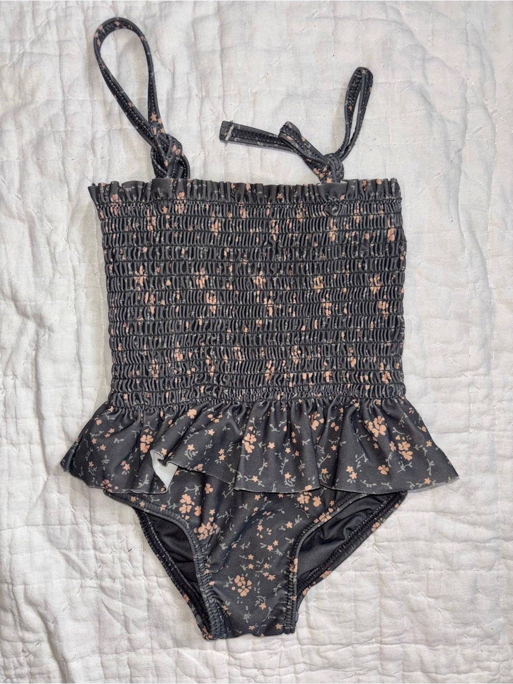 Rylee + Cru Black One-Piece Swimsuit with Peach Floral